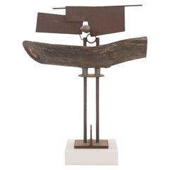 Brutalist Abstract Sculpture in Wood & Steel by Rick Lussier 