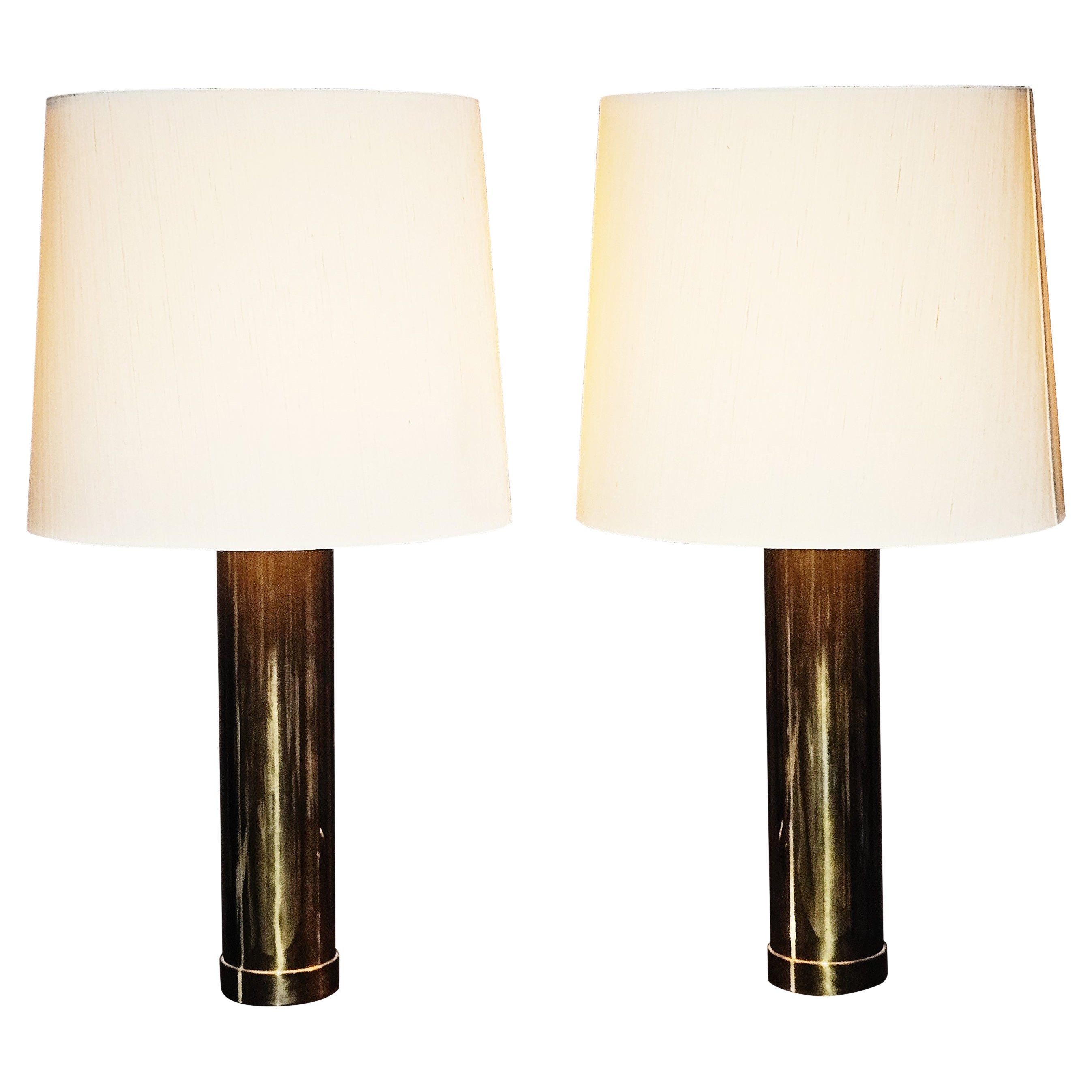 Pair of brass table lamps 'B-09' by Bergboms, Sweden, 1960s For Sale