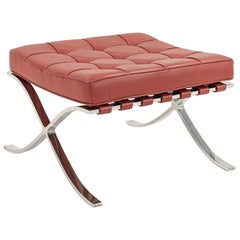 Retro C. 1960s Mies van der Rohe for Knoll Barcelona Ottoman in Red Leather restored