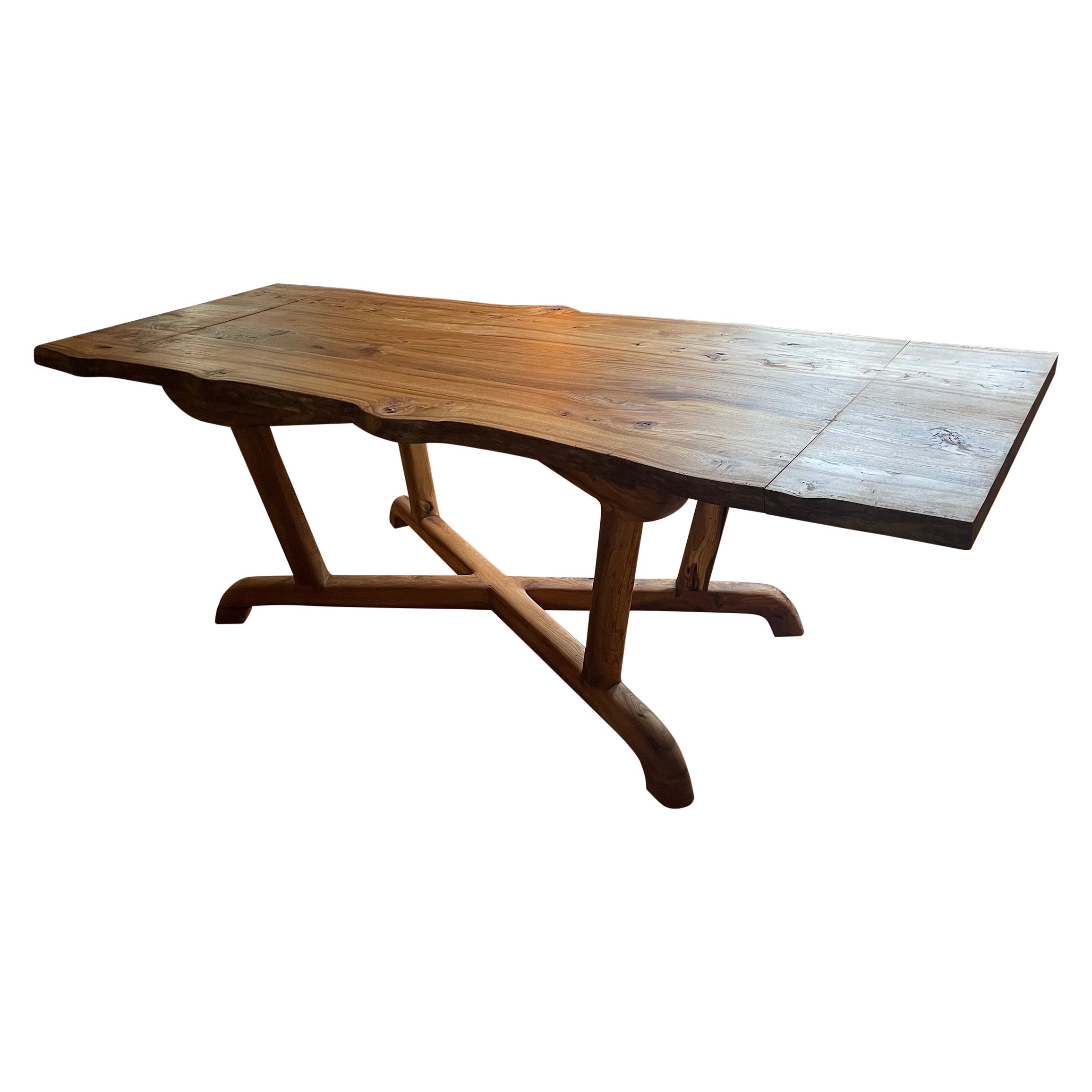 Extendable Dining Table - Reclaimed Elm Wood For Sale