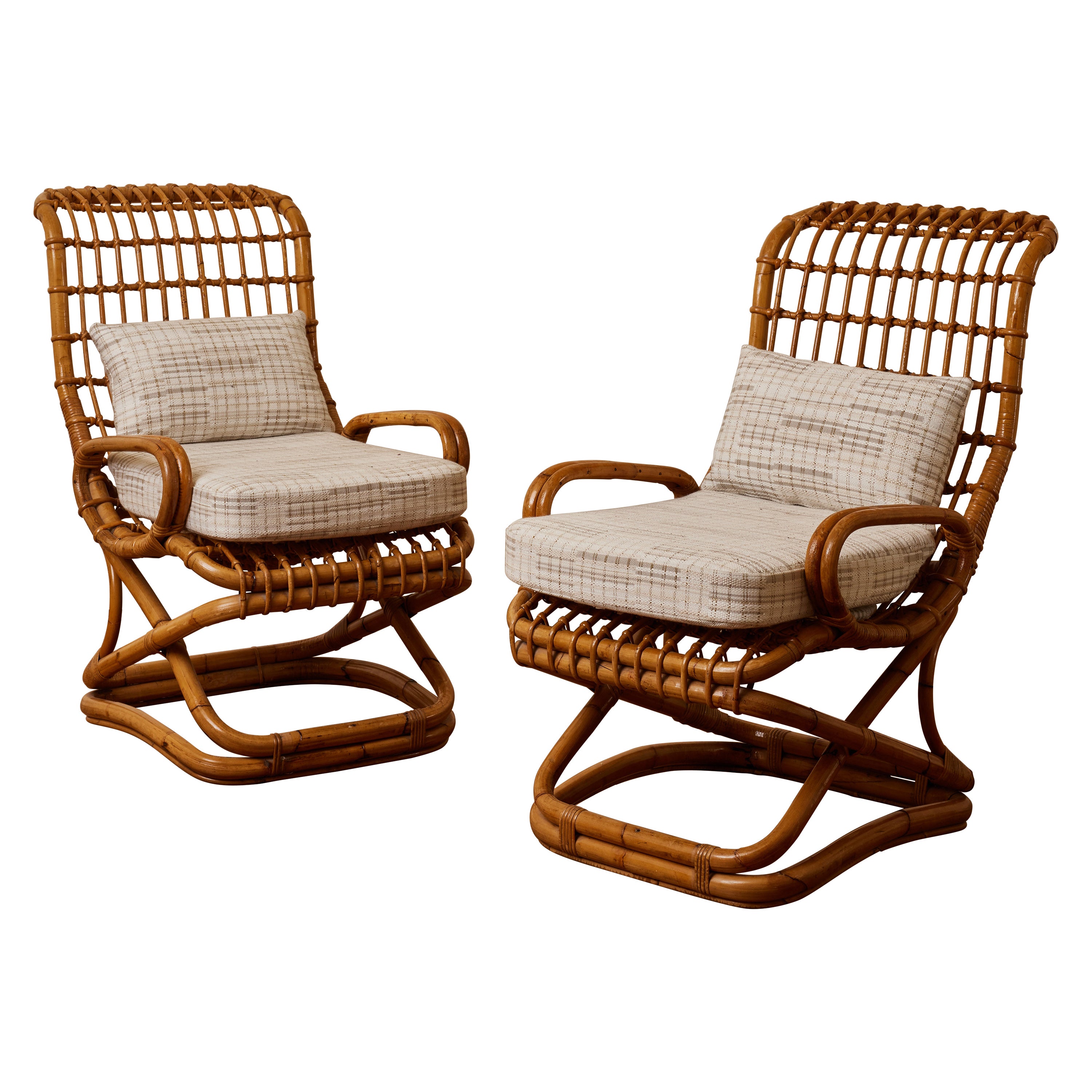 Vintage bamboo armchairs, 70s For Sale