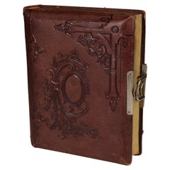 Antique Leather Photo Album With Music Box, Early 20th Century