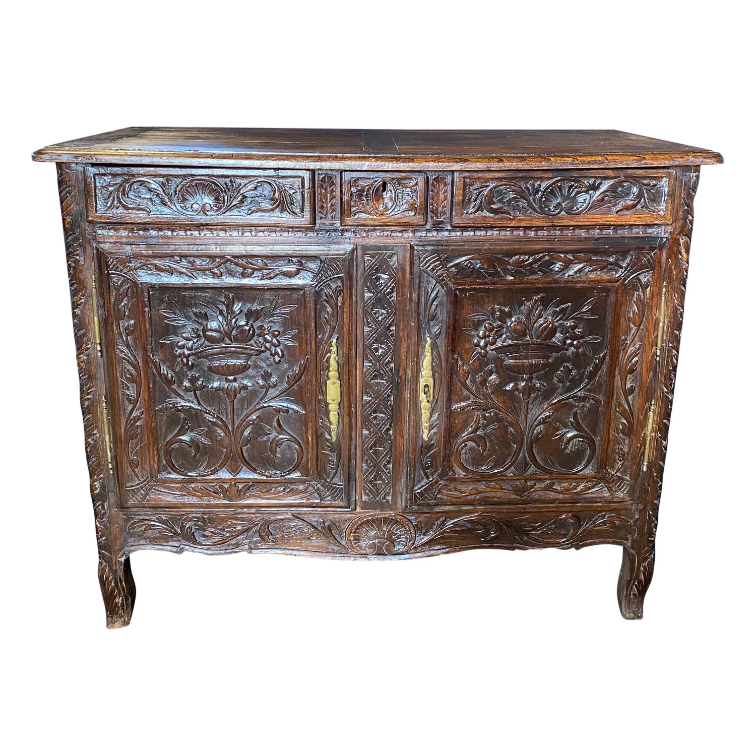Provencal 18th Century Carved Walnut Buffet Sideboard For Sale