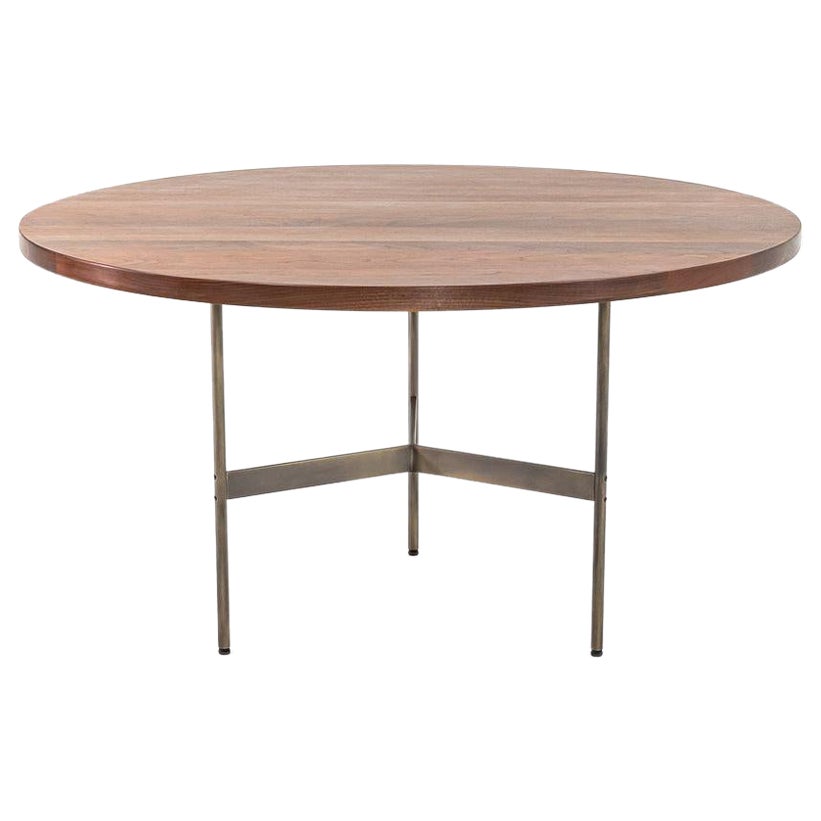 Terrenia Round Dining Table with Black Walnut Top on Medium Antique Bronze Base For Sale