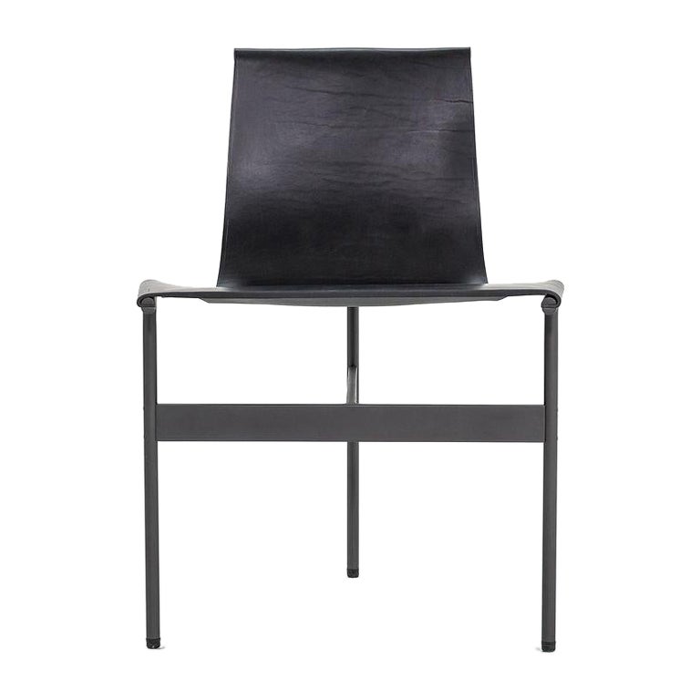 Gratz Industries TG-10 Sling Dining Chair in Black Leather with Blackened Frame For Sale