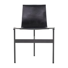 Gratz Industries TG-10 Chaise de salle à manger en cuir noir avec cadre noirci