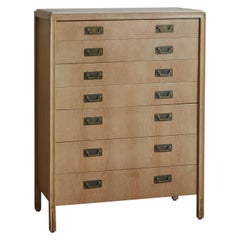 Vintage Bleached Walnut Chest of Drawers with Travertine Top by Gerry Zanck for Gregori