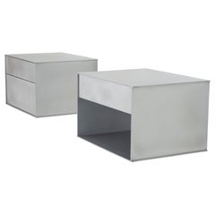 Pair of Lividi Nightstands Tables by Designer Jonathan Nesci in waxed Aluminum