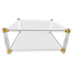Vintage lucite  and brass coffee table, 1970s
