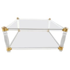 Vintage lucite and brass coffee table, 1970s