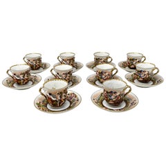 Juego de 10 tazas y platillos Demi-Tasse italianos antiguos Capo Di Monte, hacia 1880.