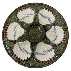 Estate French Faience Porcelain Oyster Plate Signed "Longchamp Co." Circa 1940.