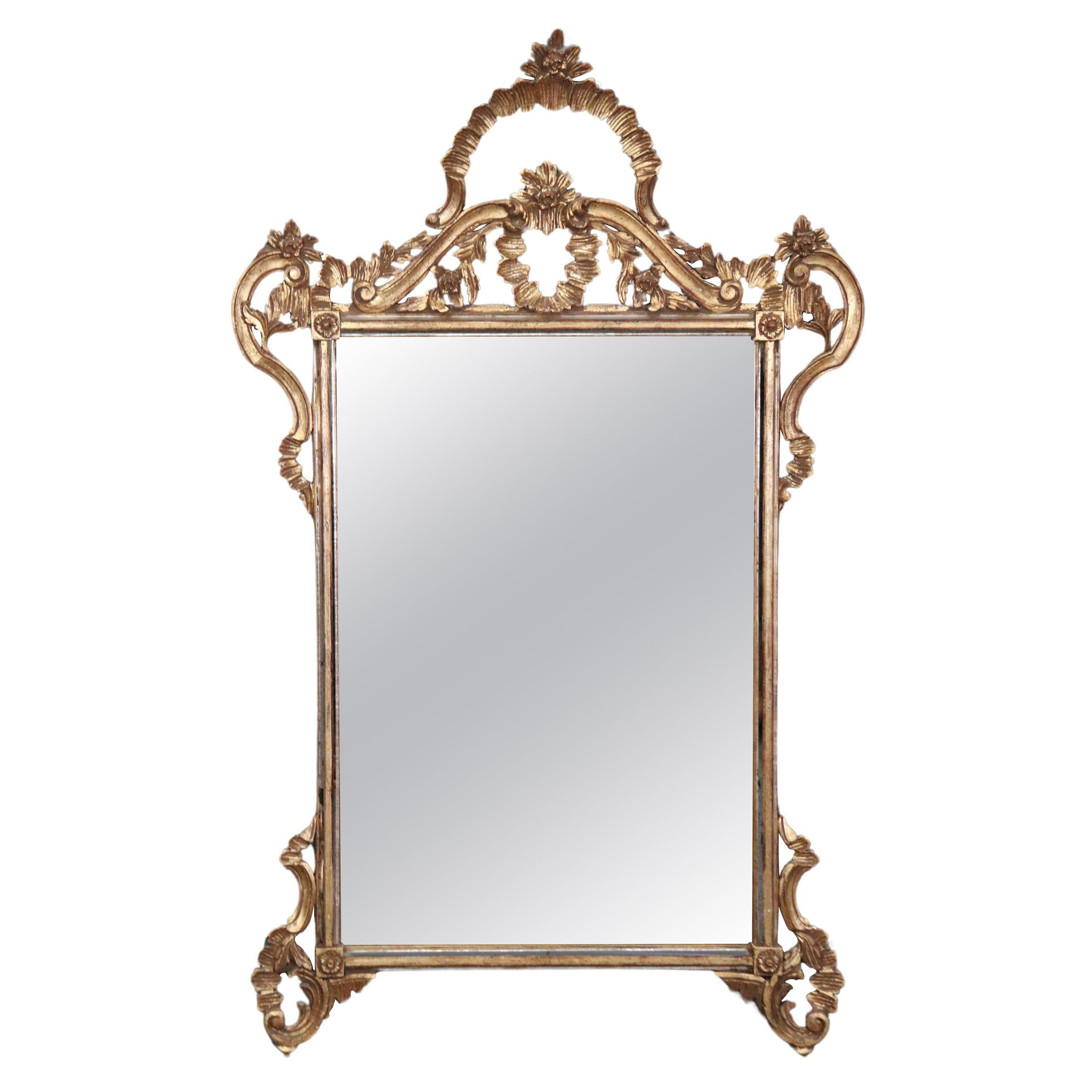 Italian Rococo Style Carved Gold Gilt Wall Mirror For Sale