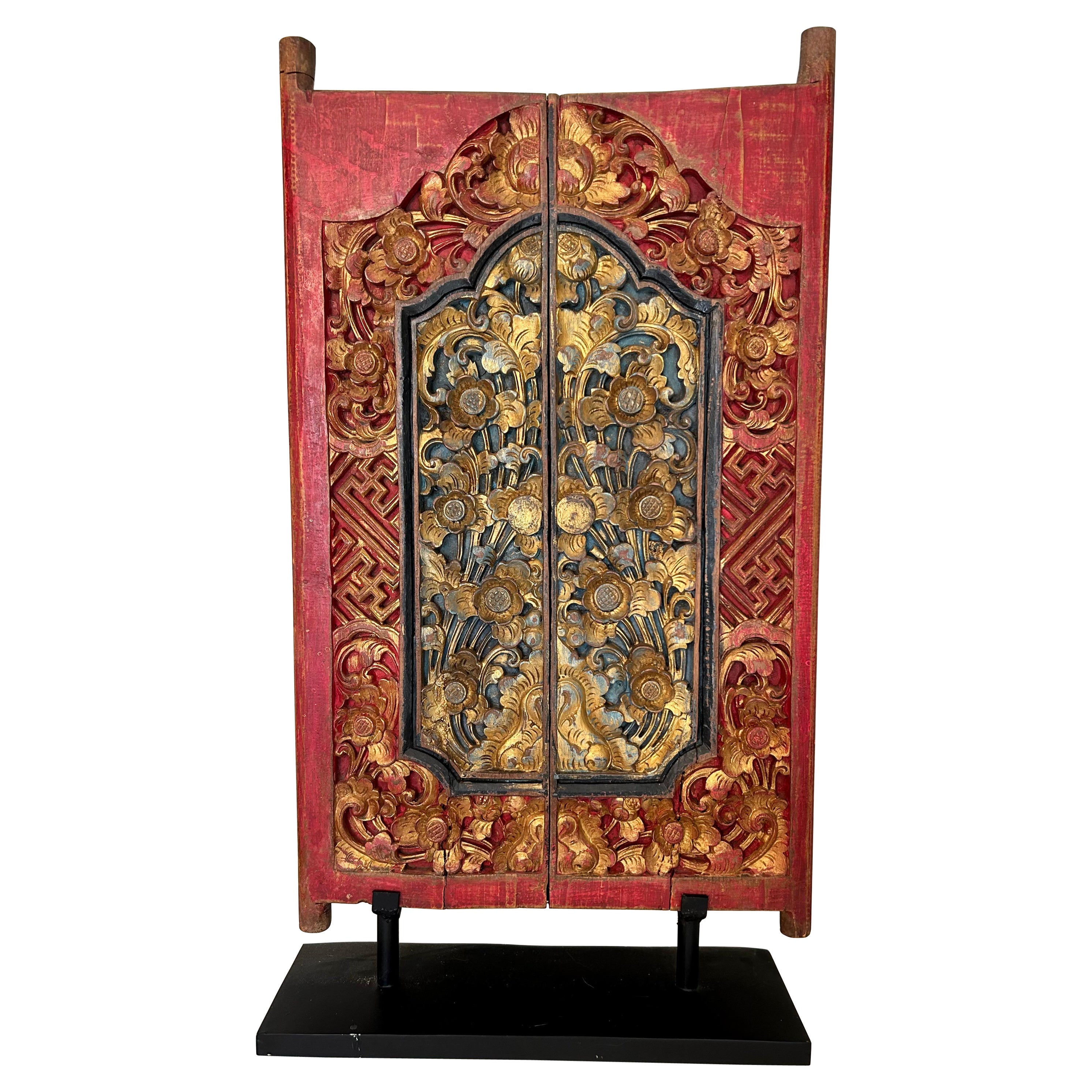  Antique Balinese Hand-Carved Panel For Sale