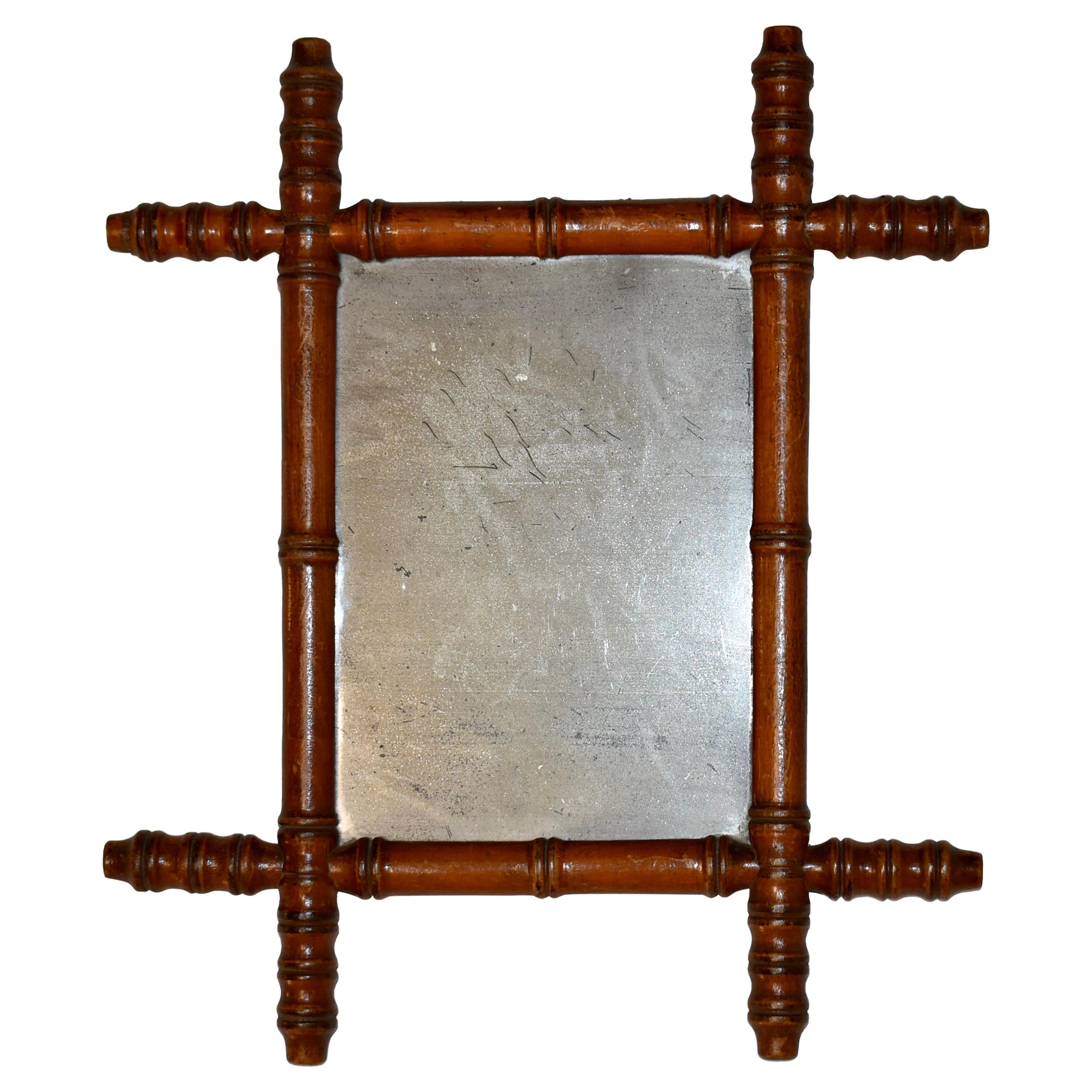 19th Century Faux Bamboo Wall Mirror For Sale
