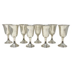 Retro Set of 8 Estate Italian Sterling Silver Wine or Water Goblets circa 1950-1960