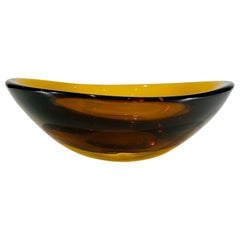 Vintage Large Flavio Poli Murano glass amber circa 1950 center piece.