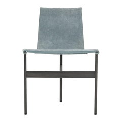 Chaise de salle à manger Gratz Industries TG-10 en daim bleu avec cadre noirci