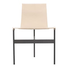 Chaise de salle à manger TG-10 en cuir Doral crème avec cadre noirci