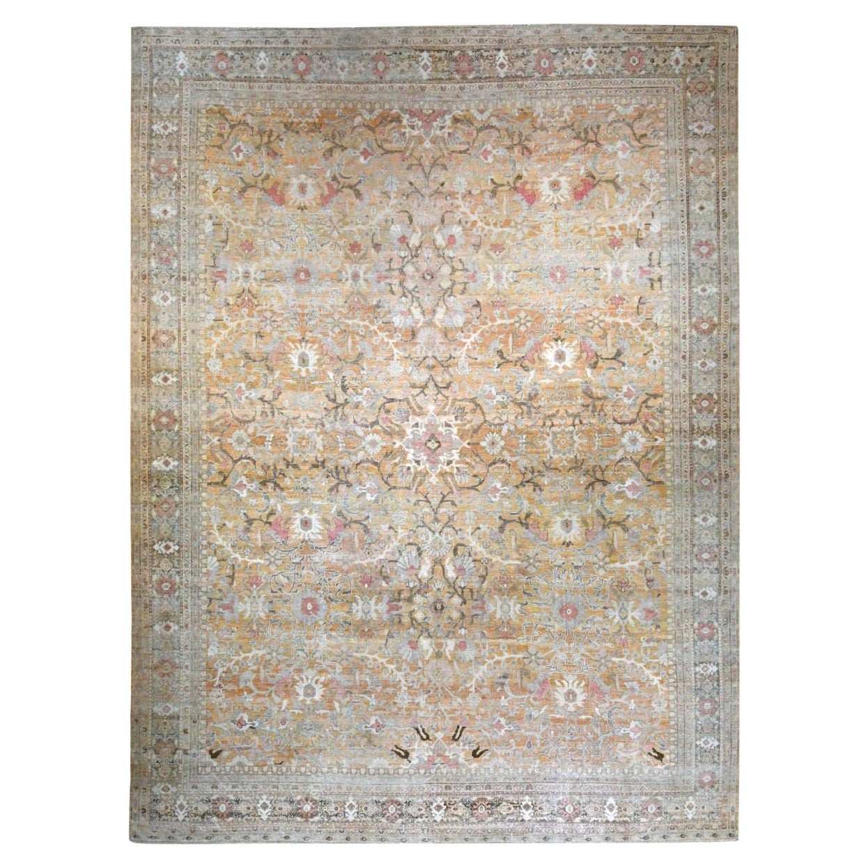 Antique Persian Sultanabad Mahal Rug 12’8 x 17′ For Sale