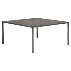 Mesa de centro Artimeta de los años 60 con tablero de piedra bronceada y base cromada