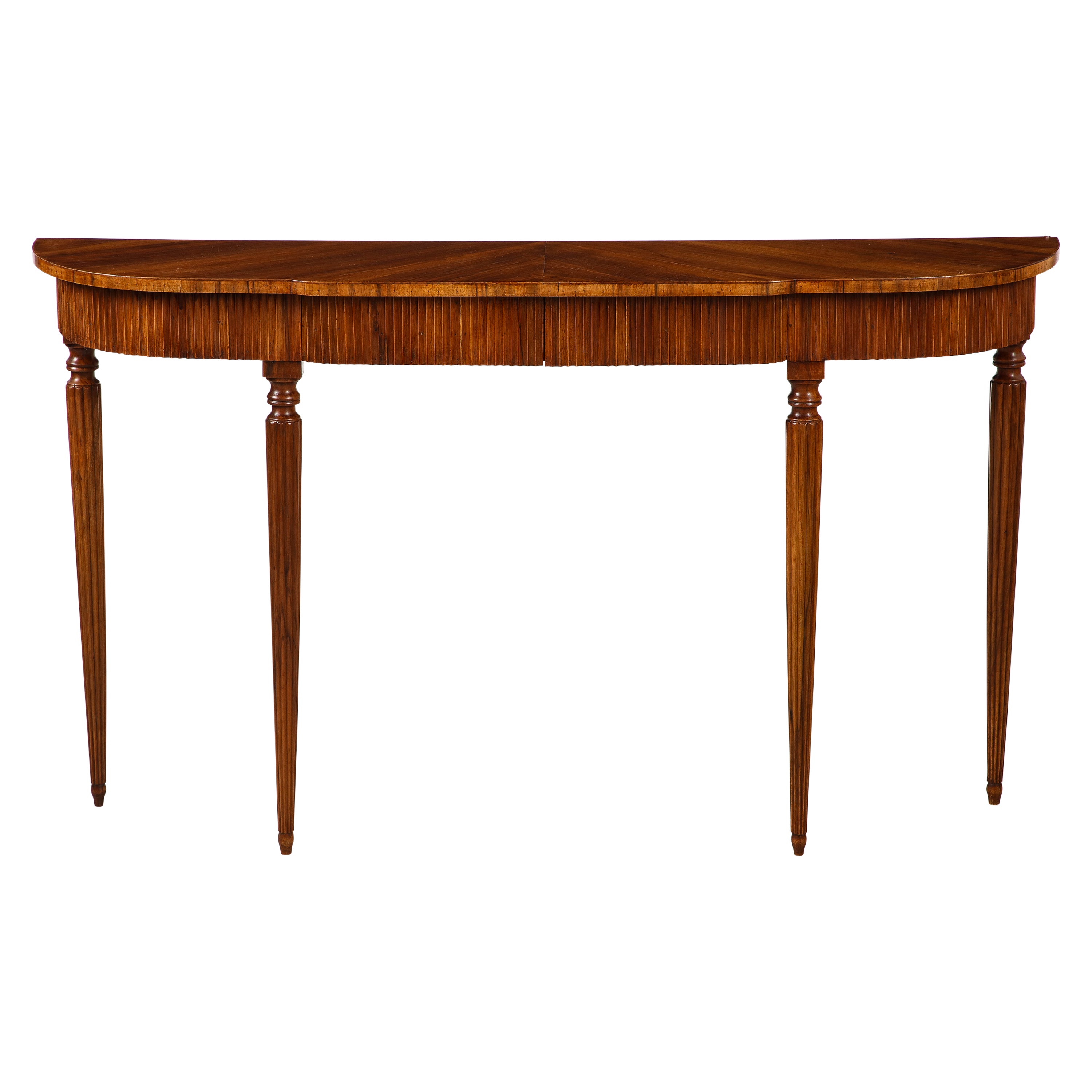 Italian Walnut Carved Console Table with Two Drawers, Italy circa 1930