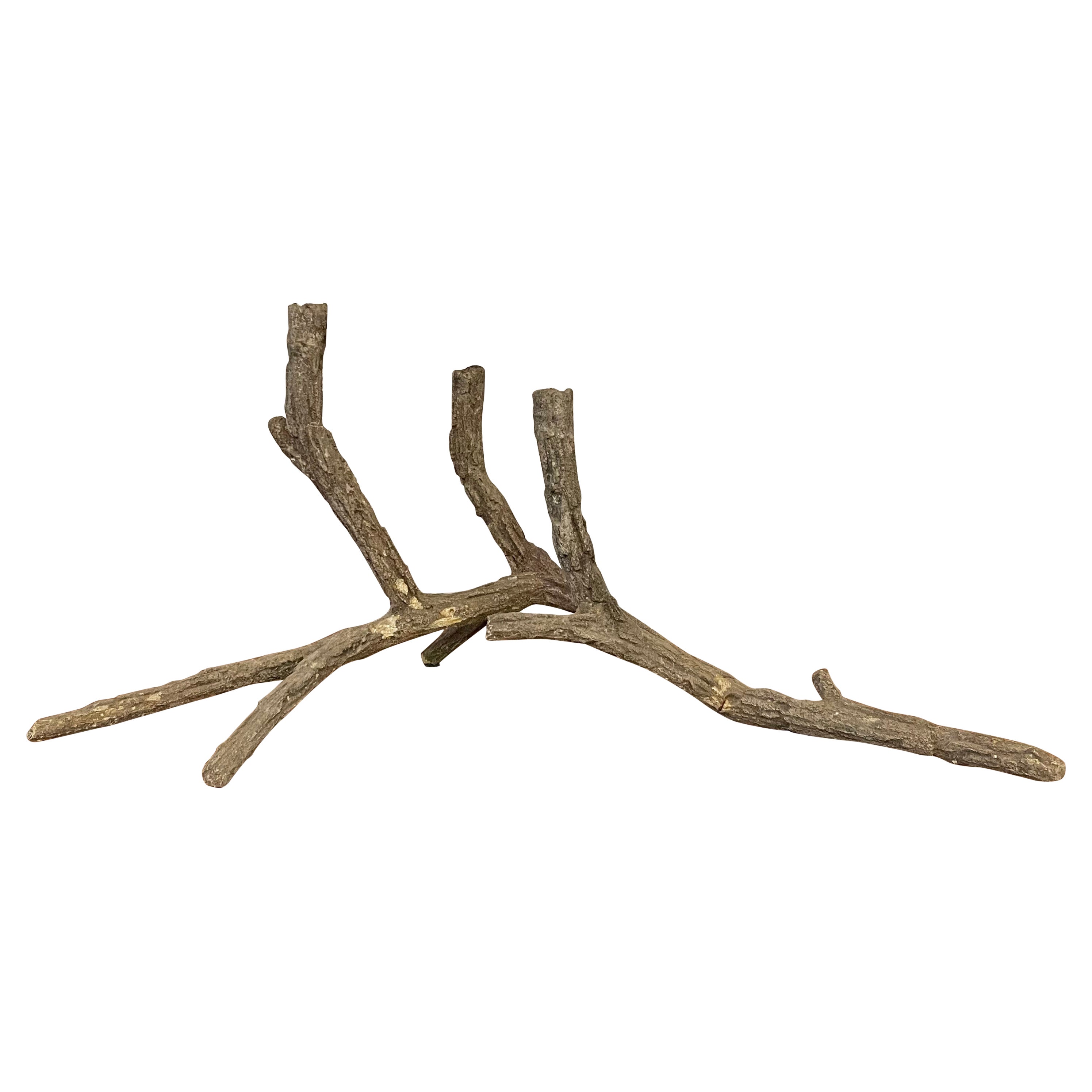 Mid-Century Sculptural Concrete Driftwood Branch Candelabra