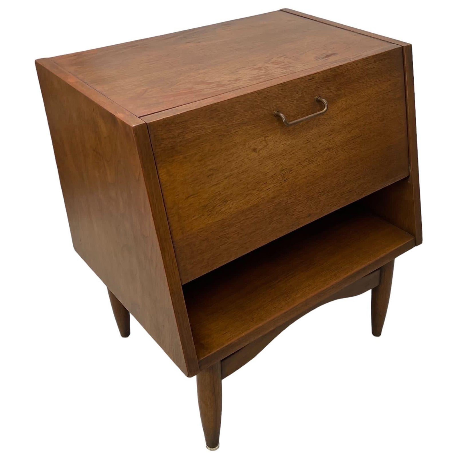 Vintage Mid Century Modern Drop Front Nightstand From American Martins Villie For Sale