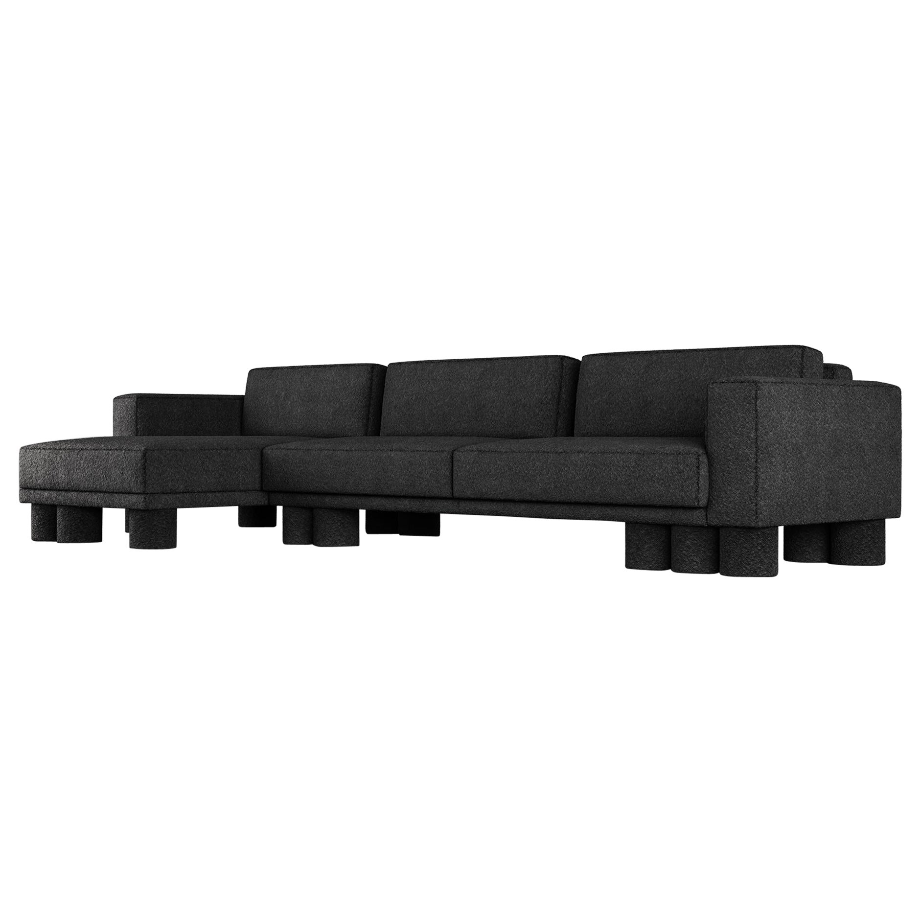 PILLAR SECTIONAL – modernes Design aus schwarzem Bouclé im Angebot