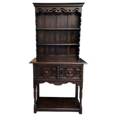 Ancienne commode galloise anglaise buffet en chêne sculpté armoire de ferme jacobéenne