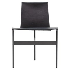 TG-10 Sling Dining Chairs in Black Leather with Blackened Frame