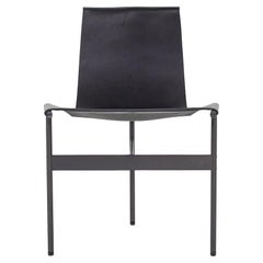 TG-10 Chaise de salle à manger en cuir noir avec cadre noirci Laverne