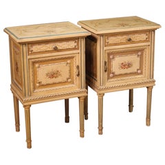 20th Century Laquared Painting Wood Italian Bedside Table, 1960