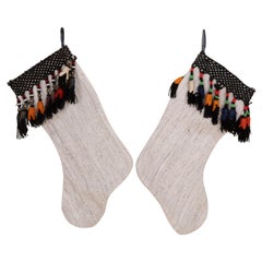 Double Sided Christmas Stockings Made from Vintage Turkish Kilim Fragments