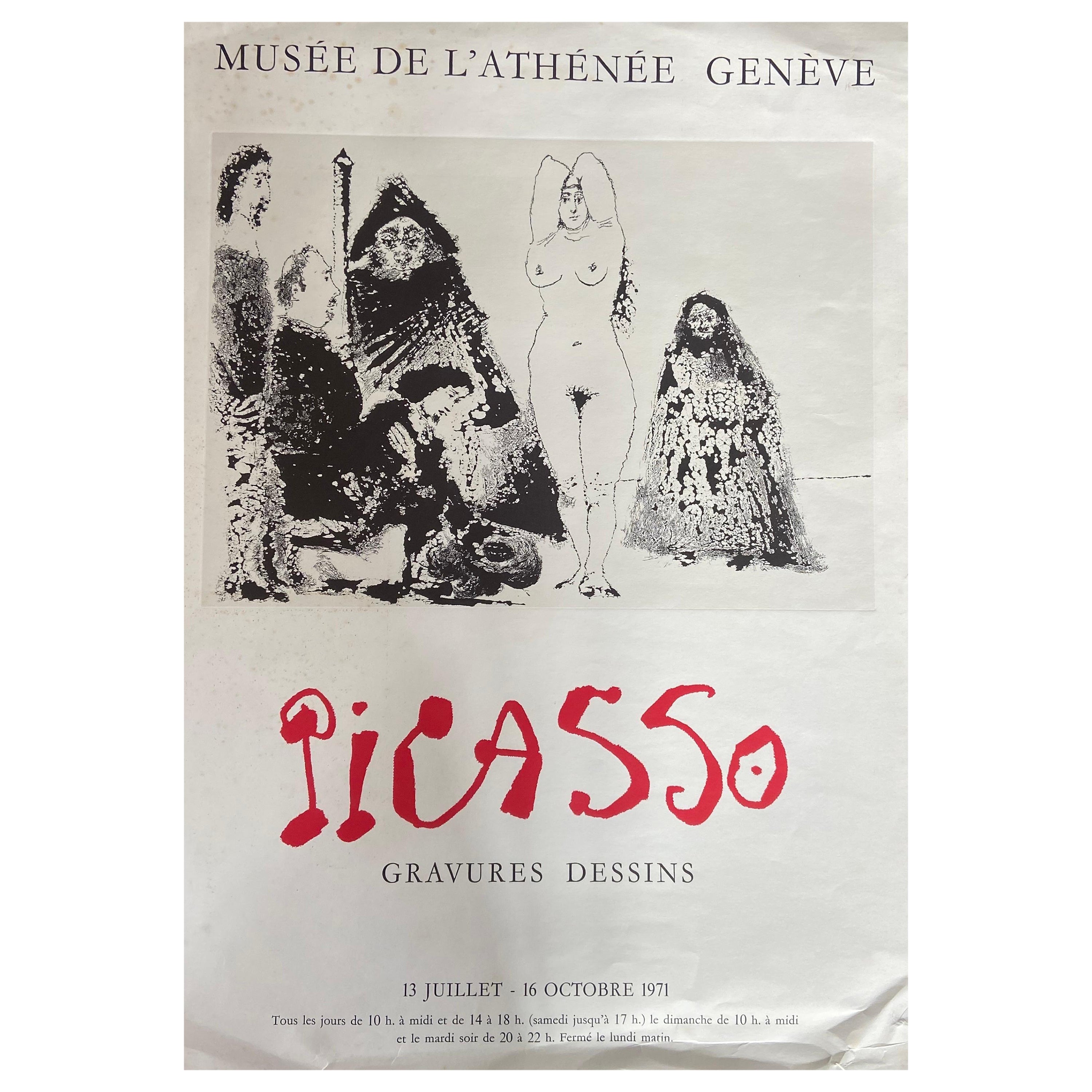 Original Poster for Picasso Exhibition in Geneva back in 1971 For Sale
