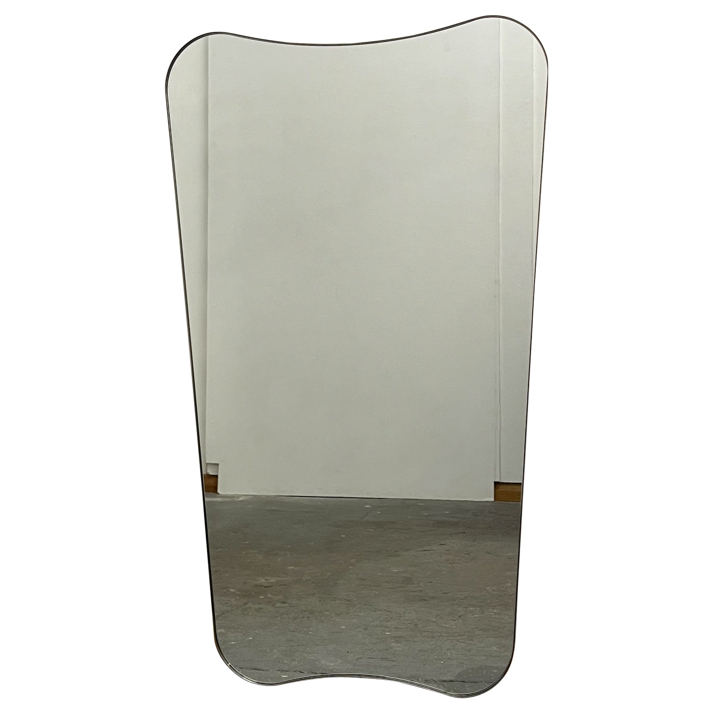 Mid Century Art Deco Mirror with Brass Frame - Vintage Two For Sale