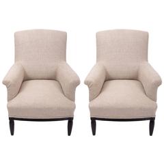 Pair of Art Deco Upholstered Armchairs, France, circa 1920s