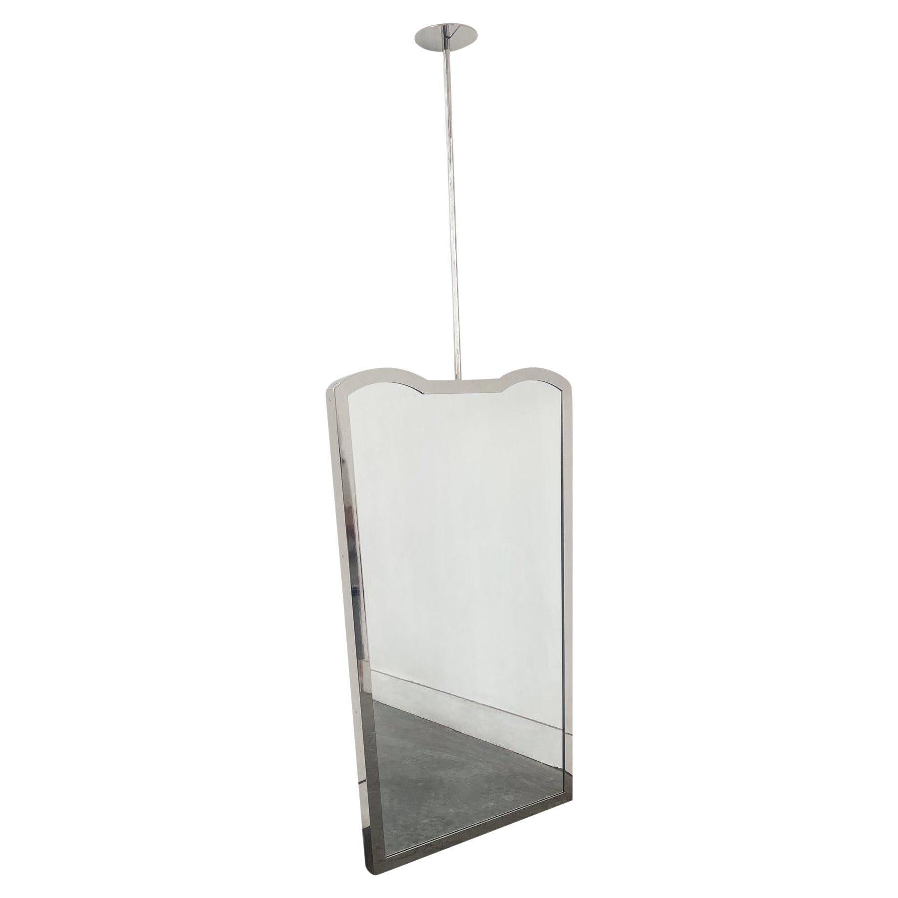 Mid-century Ceiling Suspended Mirror with Nickel Plated Frame, Vintage Three For Sale