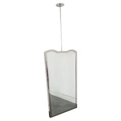 Mid-century Ceiling Suspended Mirror with Nickel Plated Frame, Vintage Three