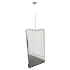 Miroir suspendu au plafond du milieu du siècle dernier avec cadre en métal nickelé, trois pièces vintage