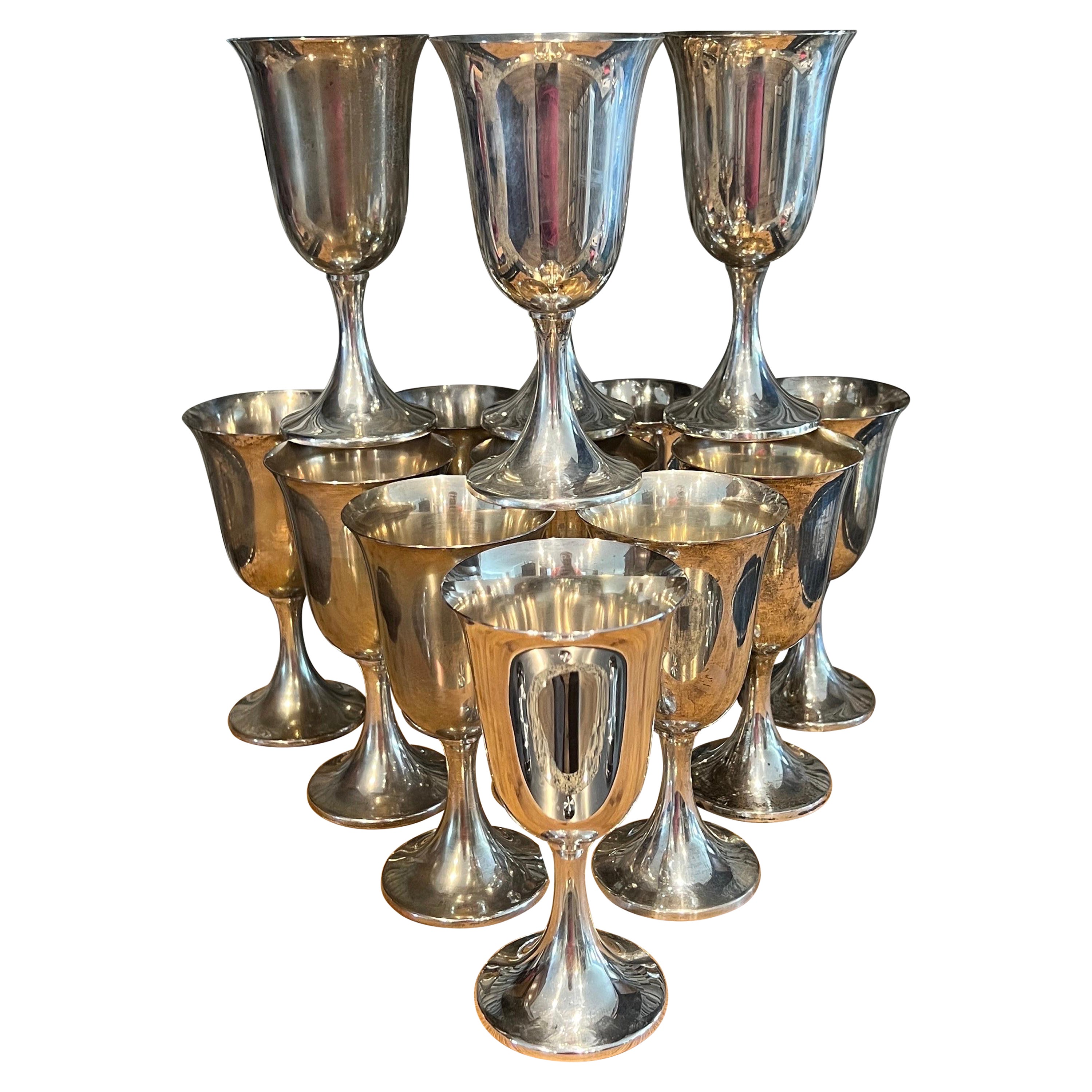 American Sterling Silver Water Goblets by Preisner, 14 Available 
