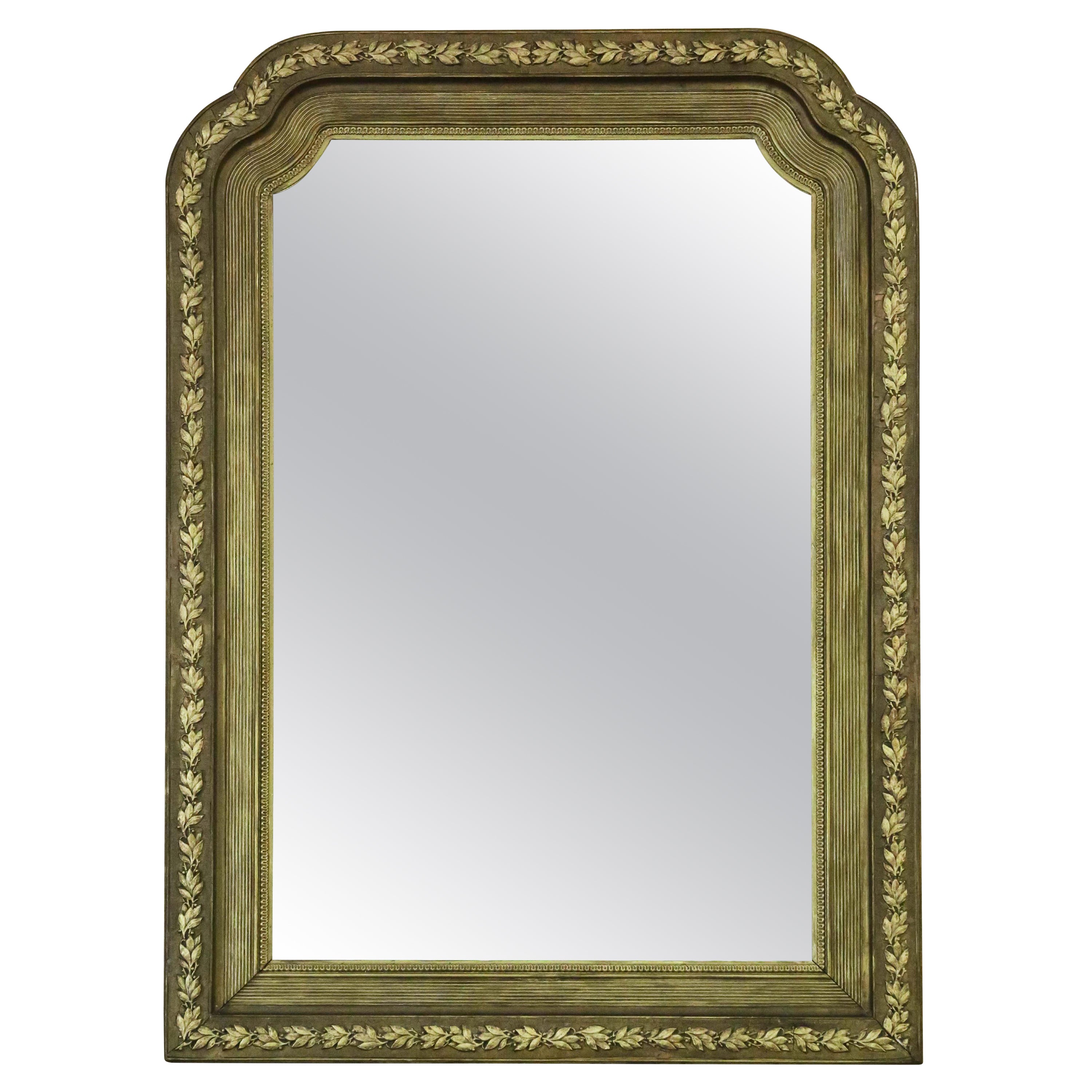 Antique shaped 19th Century large quality gilt overmantle or wall mirror For Sale