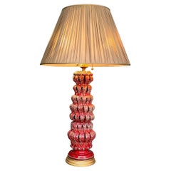 Spanish 1950s Red Ceramic Table Lamp