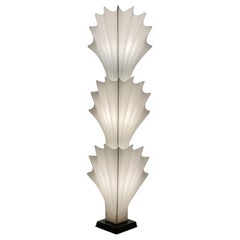 Vintage Tiered Molded Plexi Shell Floor Lamp by Roger Rougier, Circa 1970s