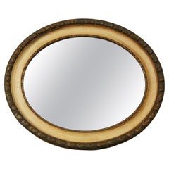 Antique quality oval gilt and cream overmantle wall mirror 19th Century