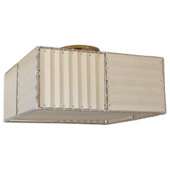 Retro Series03 Large Flush Mount, Polished Unlacquered Brass, Goatskin Parchment Shade