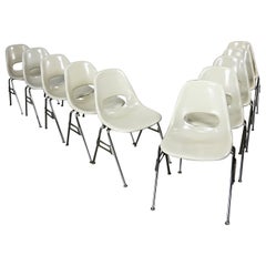 1960-70’s MCM Krueger International White Fiberglass & Chrome Stacking Chairs 10
