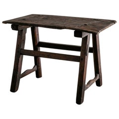 Swedish Primitive Side Coffee Table in Stained Pine Produced in the Late 1800s
