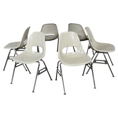 1960-70’s MCM Krueger International White Fiberglass & Chrome Stacking Chairs 6
