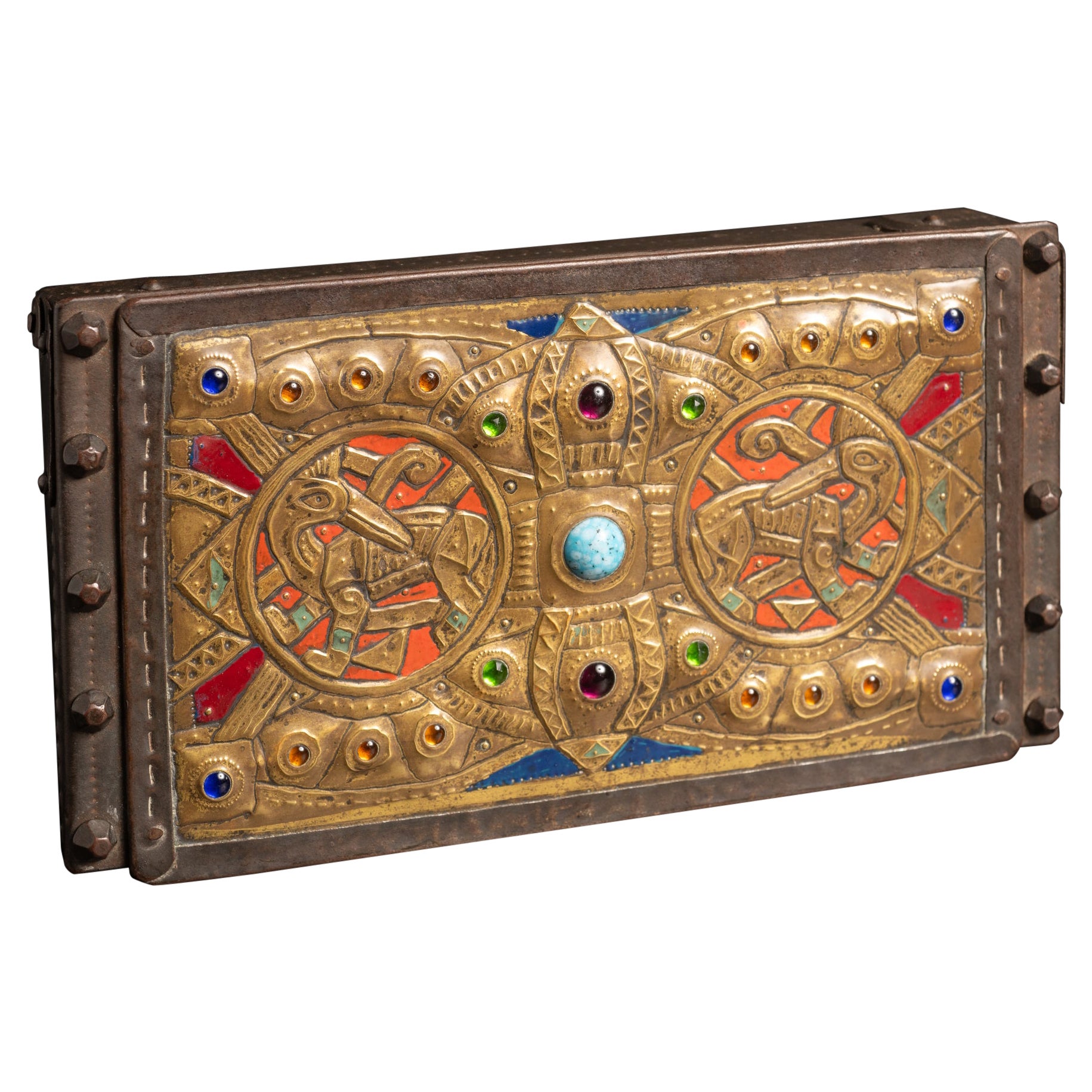 Caja de cigüeña Art Nouveau Repousse de Alfred Daguet